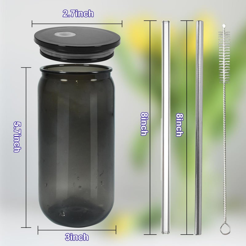 CHLJAR 16oz Plastic Mason Jars, 6Pack Mason Drinking Acrylic Cups with Plastic Lids and Stainless Steel Straws Iced Coffee Cups Shatterproof Unbreakable Tumblers for Smoothies, Beer, Coffee, Jelly Color - Image 2