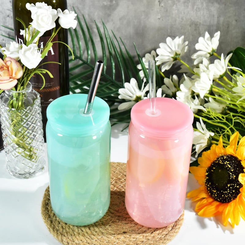 CHLJAR 16oz Plastic Mason Jars, 6Pack Mason Drinking Acrylic Cups with Plastic Lids and Stainless Steel Straws Iced Coffee Cups Shatterproof Unbreakable Tumblers for Smoothies, Beer, Coffee, Jelly Color - Image 5