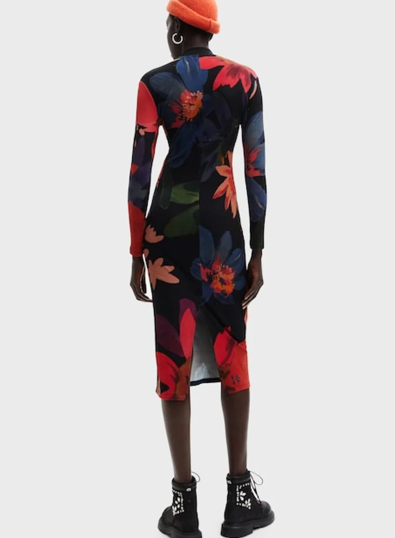 DESIGUAL High Neck Printed Bodycon Dress