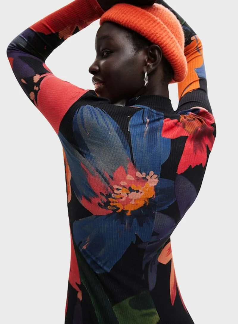 DESIGUAL High Neck Printed Bodycon Dress