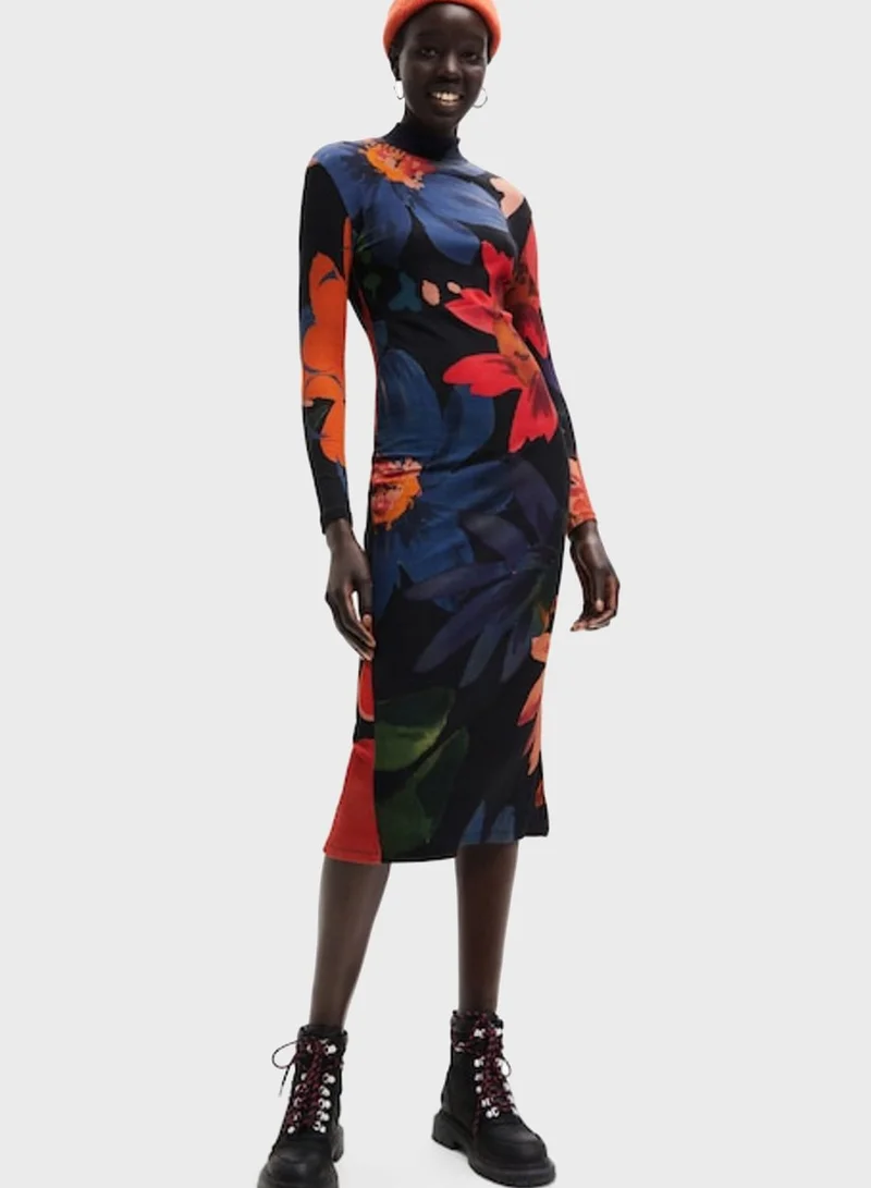DESIGUAL High Neck Printed Bodycon Dress