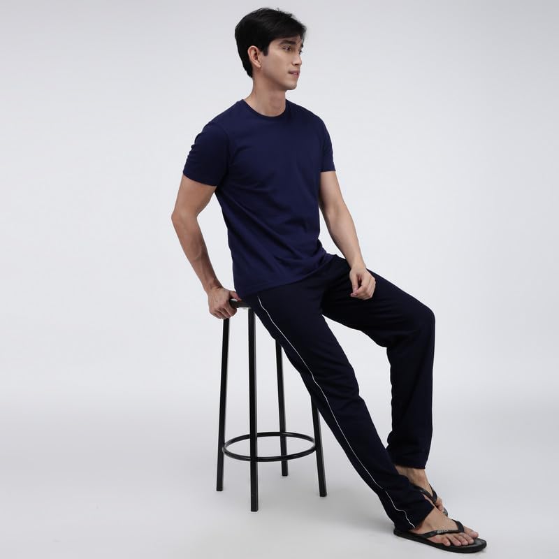 Amul Comfy Men’s Track Pant | Super Combed Cotton Rich Blend | Adjustable Drawstring Closure | Slim Tailored Fit | Soft Comfortable Everyday Bottom Wear | Color May Vary | (Pack of 1) Navy - Image 3