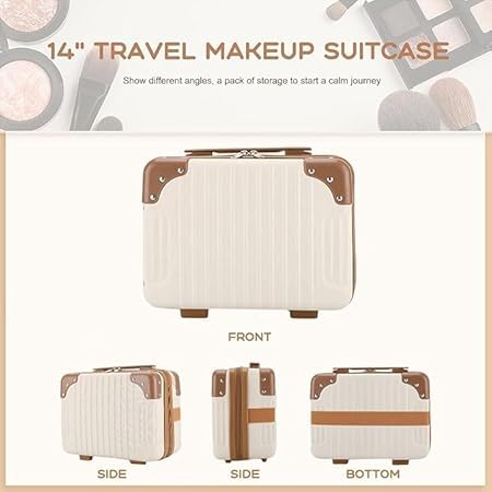 GNEY GNEY Mini Suitcase with Handle Travel Case Hand Luggage 12 Inch PressureProof ABS Carrying Makeup Case Suitcase with Elastic Band Small Hard Shell Cosmetic Case for Travel Camping - Image 4