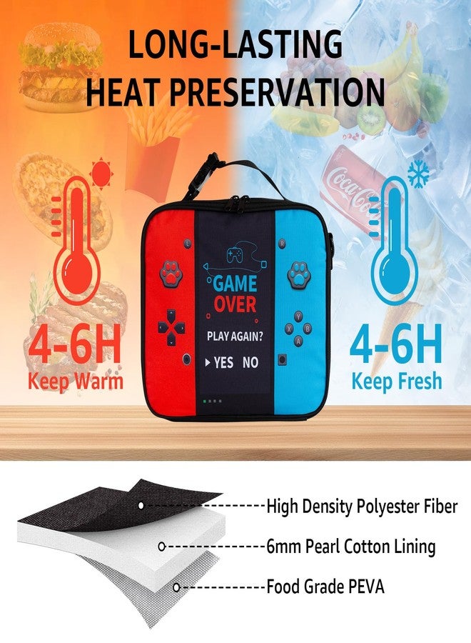 Easozoom Game Console Insulated Lunch Bag lonchera for Teen Boy Kid Gamer Lunch Box Bento Reusable Large Capacity Portable Waterproof Leakproof with name tag to School Office Picnic (1PCS Lunch Bag) - Image 2