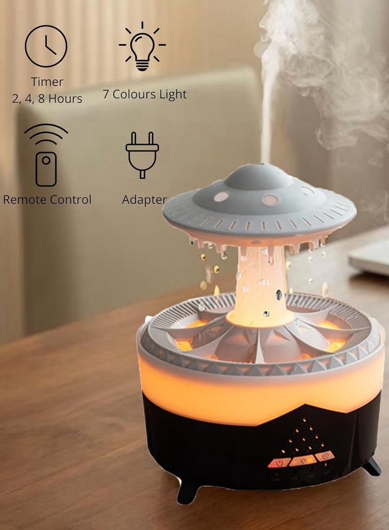 Denx 3 in 1 Rain Cloud Humidifier Oil Diffuser Water drip Aroma Essential Diffuser 350ml Night Light Water Drop Sound for Sleeping Relaxing ( - Image 4