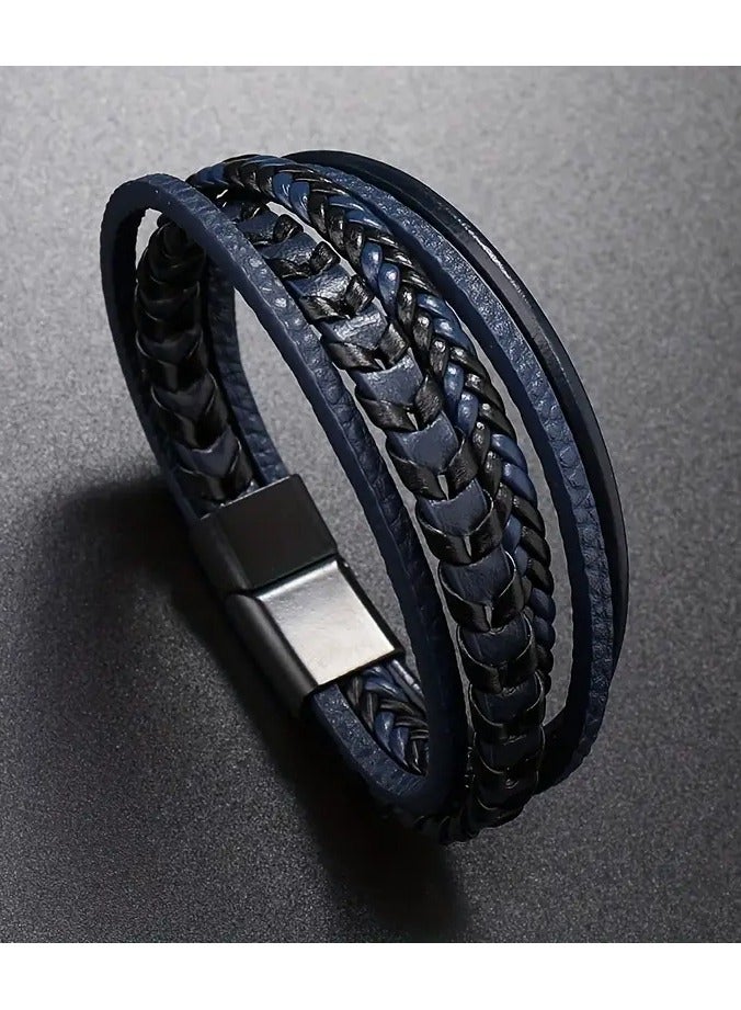 Home Clearance Sale Men's Multi-layer Retro Braided PU Leather Bracelet - Image 1