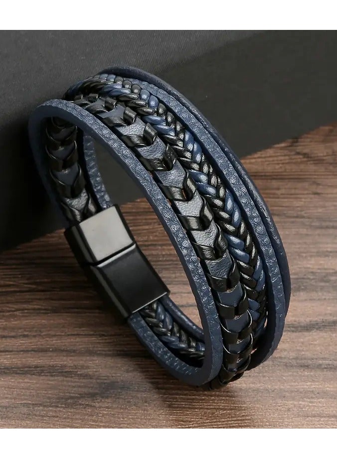 Home Clearance Sale Men's Multi-layer Retro Braided PU Leather Bracelet - Image 2