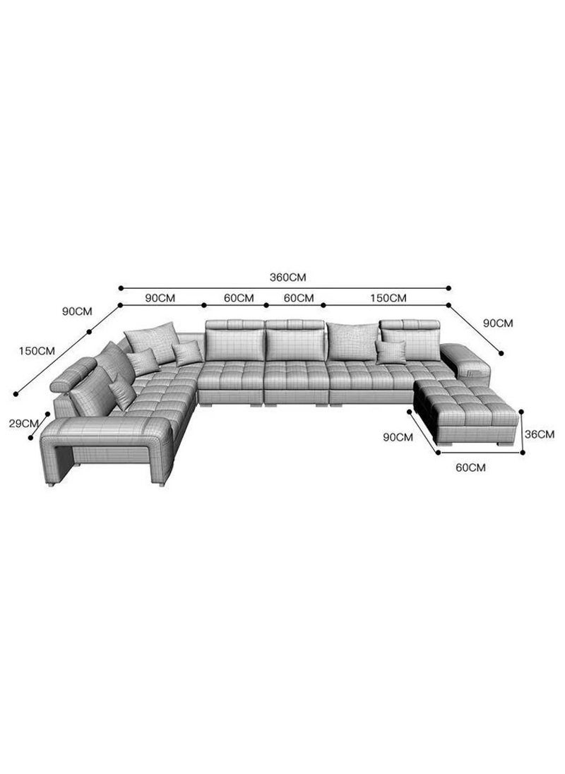 Comfynest U Shaped Corner Sofa Wood Frame High Density Cushions  - Image 3