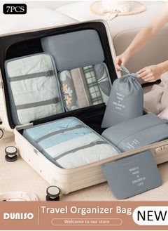 7 Piece Travel Organizer Bags for Luggage, Waterproof and Durable Travel Bags, Packing Cubes for Travel, Compression Cubes for Suitcases, Travel Bags for Clothes, Toiletries, Clothing, Underwear