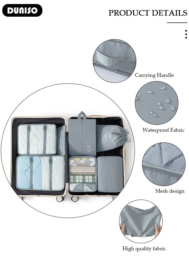 DUNISO - 7 Piece Travel Organizer Bags for Luggage, Waterproof and Durable Travel Bags, Packing Cubes for Travel, Compression Cubes for Suitcases, Travel Bags for Clothes, Toiletries, Clothing, Underwear - Image 1