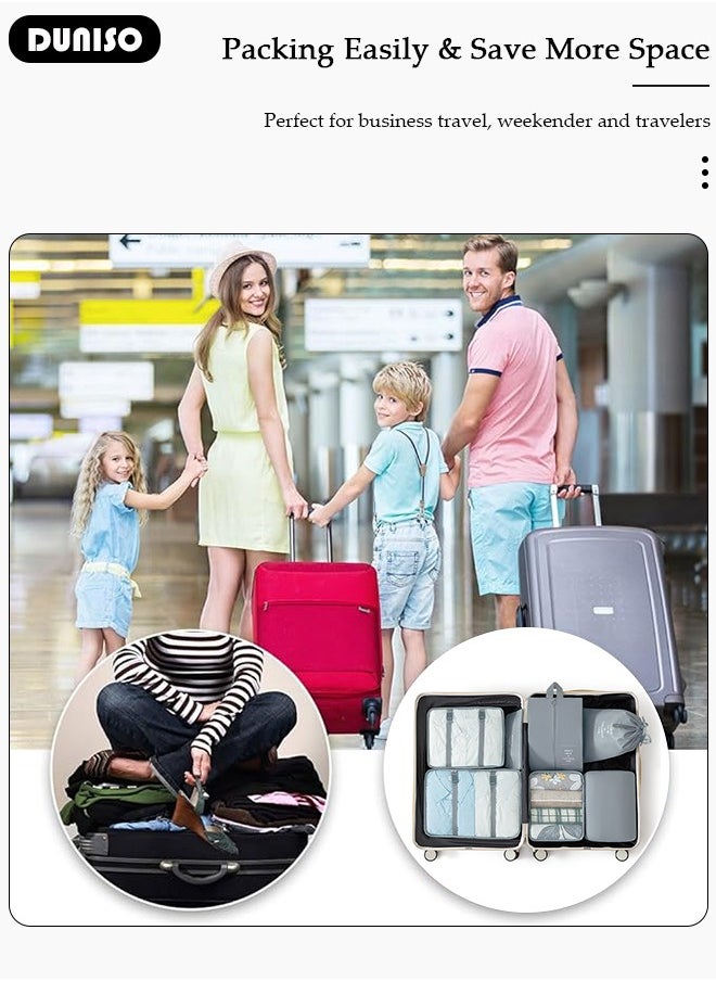 DUNISO - 7 Piece Travel Organizer Bags for Luggage, Waterproof and Durable Travel Bags, Packing Cubes for Travel, Compression Cubes for Suitcases, Travel Bags for Clothes, Toiletries, Clothing, Underwear - Image 1