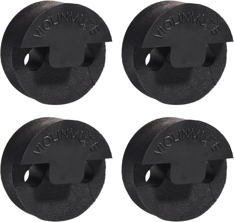Mihey 4 Pack Violin Mute Small Viola Mute Practice Mute Silencer Round Tourte Style Black Rubber - Image 1