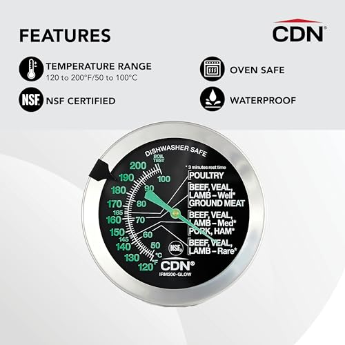 CDN Ovenproof Meat Thermometer – Glow Dial | ProAccurate® | Waterproof | 2" Dial | For Roasting, Poultry, Beef | Recalibratable | Easy-Read | IRM200-GLOW - Image 2