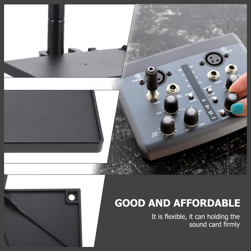 2pcs Black ABS Microphone Stand Tray With Clamp 20x14cm Sound Holder Rack - Image 5