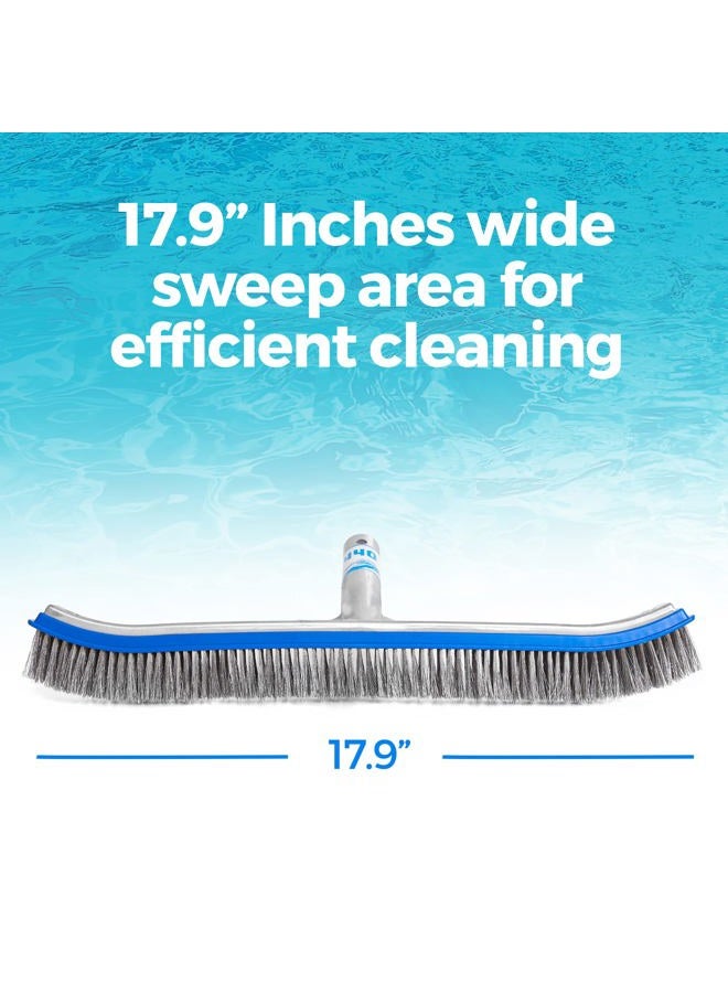 440 Heavy Duty Pool Brush - 18-inch Extra-Wide Metal Brush Head with Stainless Steel Wire Bristles & Curved Edges for Cleaning Pool Tiles, Walls, Floor, Steps (Stainless Steel) - Image 4