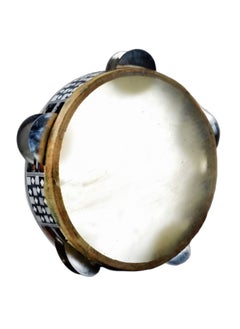 Generic Oriental Vintage Wooden Riq Rik Parchment Tambourine Souvenir with 22cm Rawhide Drumhead & Jingles - Large  - Image 2