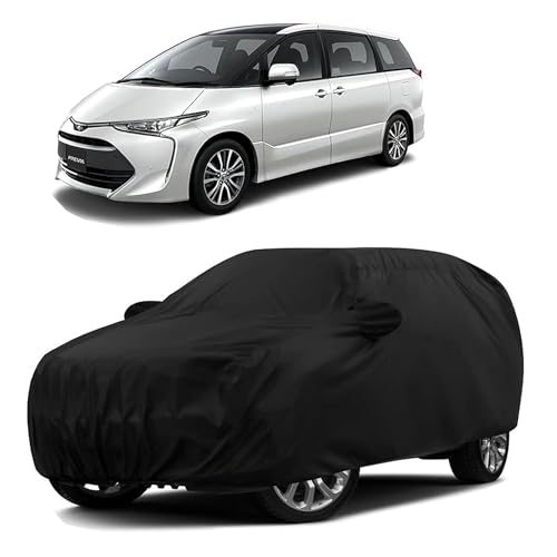 Sulfar 100% Water Resistant Car Body Cover Compatible with Mirror for Toyota Previa (Triple Stitched, Full Bottom Elastic, Black) - Image 1