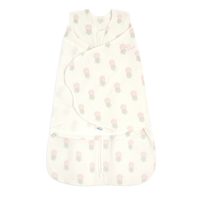 HALO Micro-Fleece Sleepsack Swaddle, 3-Way Adjustable Swaddle Blanket for Newborn and Infants, TOG 3.0 for Cold Climates, Hip Healthy, Block Flower, Newborn, 0-3 Months - Image 1
