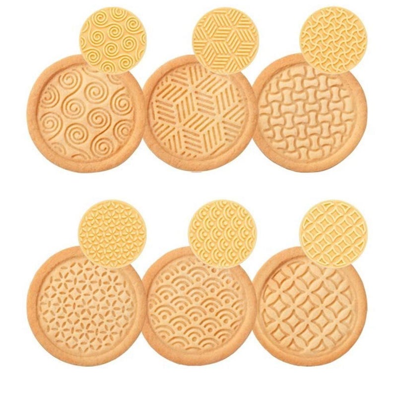 KAISHANE Silicone Cookie Stamps Set for Baking - Geo Geometric Figure Cookie Stamps with Handle and 6 Silicone Stamps High Heat Resistant to 480Â°F Yellow Color - Image 3