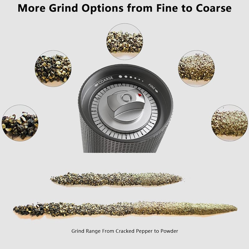 Luvan Pepper Grinder Mill, Heavy Duty Aluminum Manual Pepper Mill, Professional Grade Pepper Grinder with Stainless Steel Blade and Adjustable Coarseness, Black Pepper Mill Grinder Refillable Gift Set - Image 3