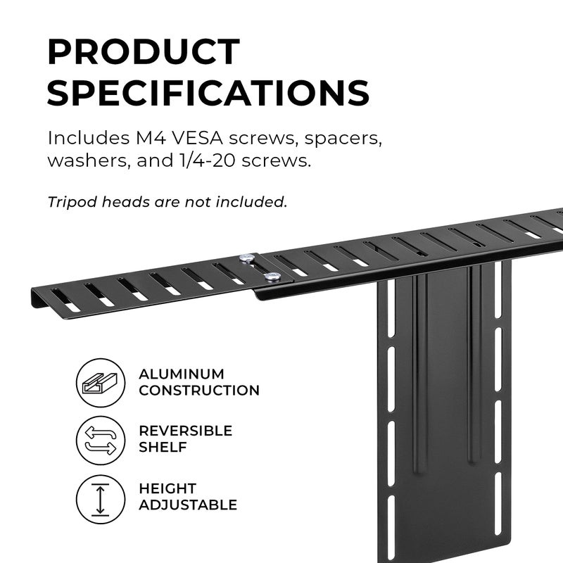 HumanCentric DSLR Monitor Mount Extra Large, Desk Camera Mounting, Light Webcam, Microphone Shelf for Monitor VESA Arm, Replace Clamp Tripods, 100x100mm Patterns, Aluminum, Hardware Included - Image 2