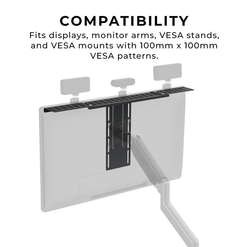 HumanCentric DSLR Monitor Mount Extra Large, Desk Camera Mounting, Light Webcam, Microphone Shelf for Monitor VESA Arm, Replace Clamp Tripods, 100x100mm Patterns, Aluminum, Hardware Included - Image 3