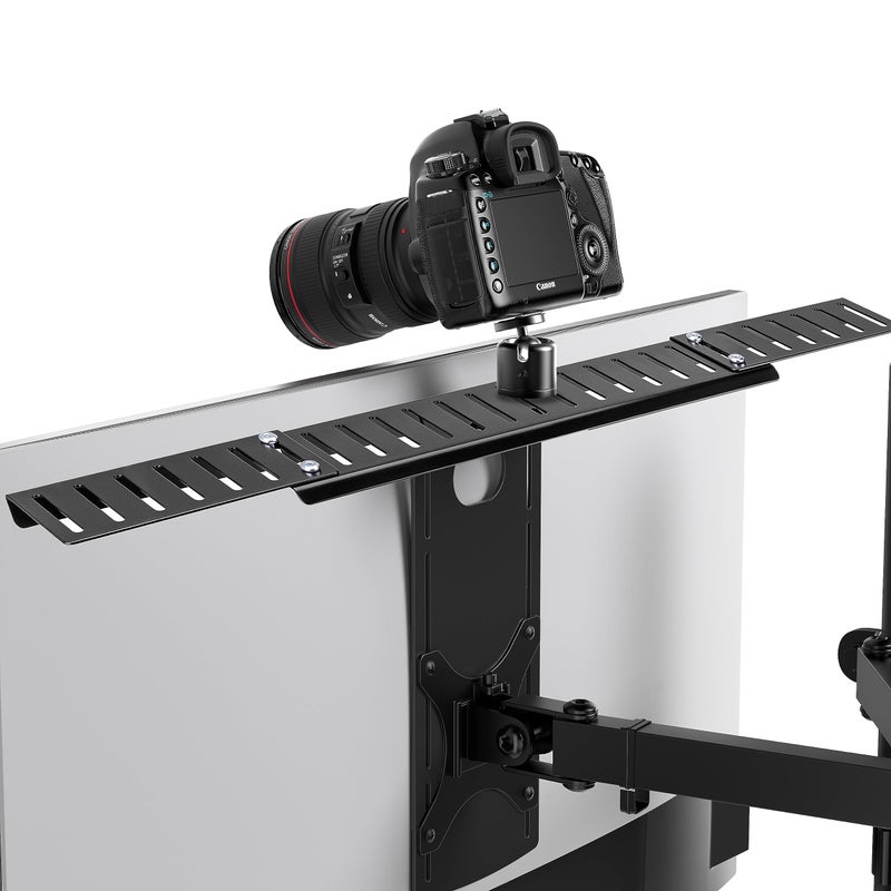 HumanCentric DSLR Monitor Mount Extra Large, Desk Camera Mounting, Light Webcam, Microphone Shelf for Monitor VESA Arm, Replace Clamp Tripods, 100x100mm Patterns, Aluminum, Hardware Included - Image 1