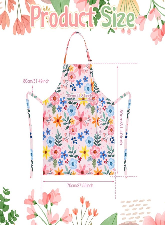 XLSXEXCL 2 Pack Floral Apron for Women with Pockets, Adjustable Chef Aprons, Waterproof Kitchen Aprons for Cooking, Baking, Gardening, Crafting, Grilling - Image 2