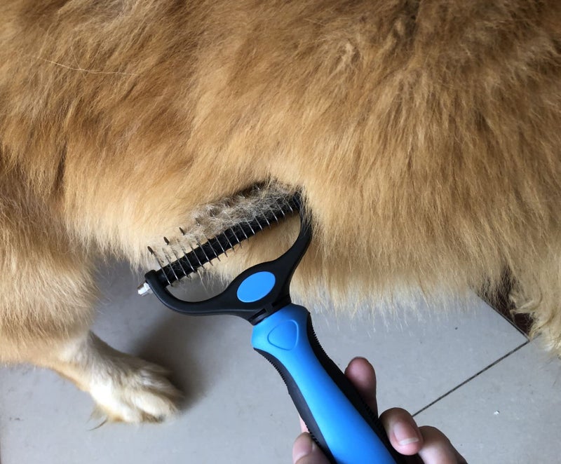 Thstheaven Pet Grooming Brush & Nail Clippers Trimmers - Double Sided Shedding and Dematting Undercoat Rake Comb for Dogs and Cats - Safe Dematting Comb for Easy Mats & Tangles Removing (Blue) - Image 5