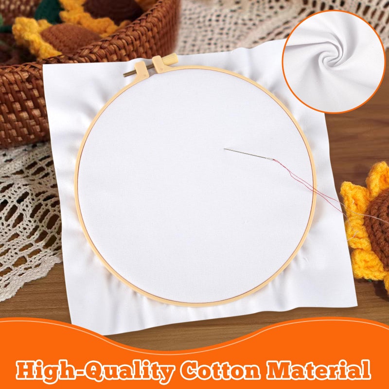 Nitelemn 10 PCS Embroidery Fabric, Pre-Cut White Natural Cotton Embroidery Cloth Fabric, Embroidery Cloth Squares for Embroidery Garment Craft (7 Ã— 7 Inch) - Image 3