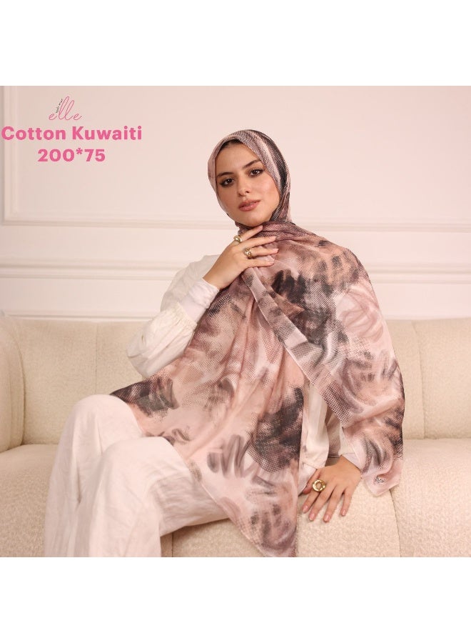 ELLE Luxury Kuwaiti Cotton Islamic Hijab Scarf for Women – Elegant Design for Daily Wear & Special Occasions – Size 200 × 75 cm - Image 1