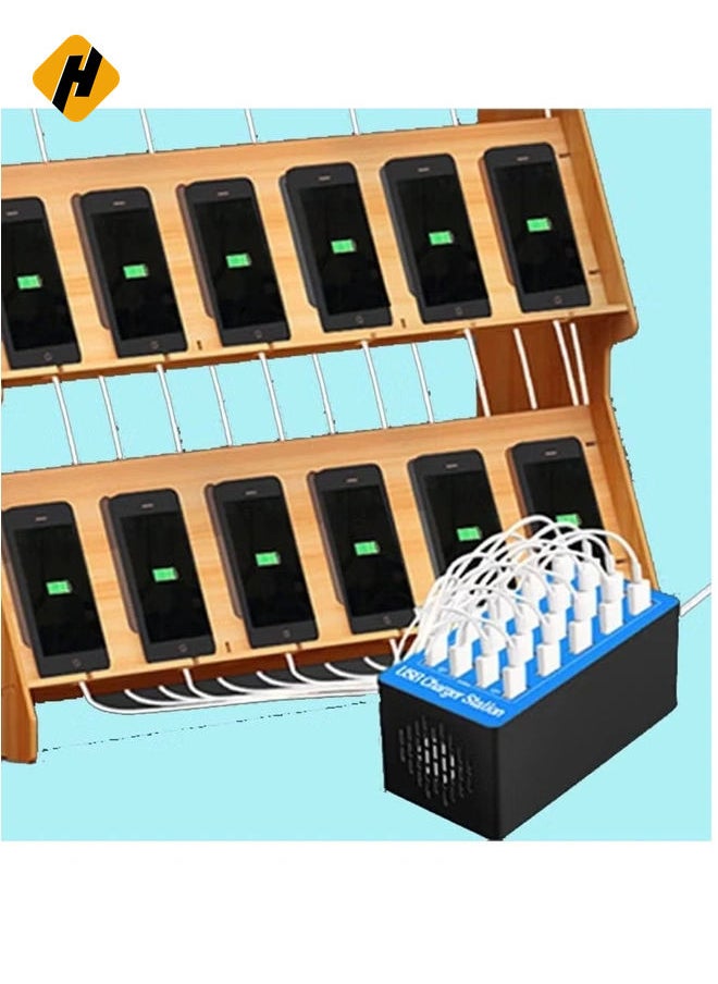 HuHa - 20-Port Multi USB Charger, 100W Charging Station with Smart Detection – USB Charging Hub for Smartphones, Tablets, & USB Devices - Image 1