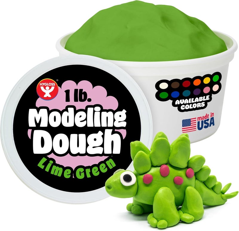 Hygloss Play Modeling Dough - 1lb. - Easter Basket Stuffer - Unscented Dough - Safe & Non-Toxic for Kids Arts & Crafts - Party Favors - Classroom Supplies, Lime Green - Image 1