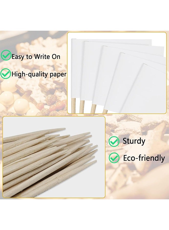 100PCS White Mini Food Labels For Party Buffet Blank Toothpick Flags Paper Charcuterie Accessories Mini Food Picks For Kids DIY Cheese Markers For Cupcake Toppers Tags Stick Decorations - Image 3