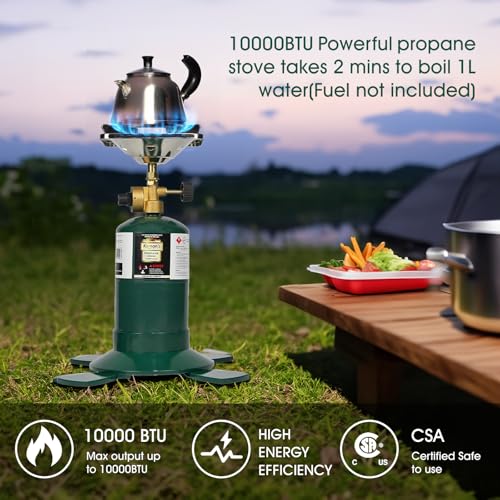KOMAN Camping Propane Stove,Portable Camping Stove, Backpacking Stove Propane Camping Stove,10000BTU Single Burner Propane Stove for Outdoor Cooking,Fuel by 16 Oz Propane Cylinder (Fuel not Included) - Image 2