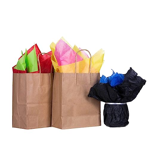 Shoplenty Brown Paper Gift Bags Bulk with Handles 5.25 X 3.25 X 8 [100 Bags] Ideal for Shopping, Packaging, Retail, Party, Craft, Gifts, Wedding, Recycled, Business, Goody and Merchandise Kraft Bag - Image 2