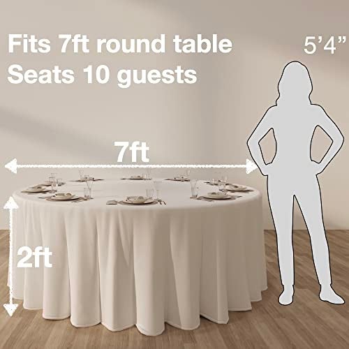 Urby 132 inches Large White Round Tablecloth for 6-7ft Round Folding Table That Seats 8-10 Guests, Round Tablecloth for Table with 6 Chairs, Ideal for Party, Wedding, Banquet and Events. - Image 2