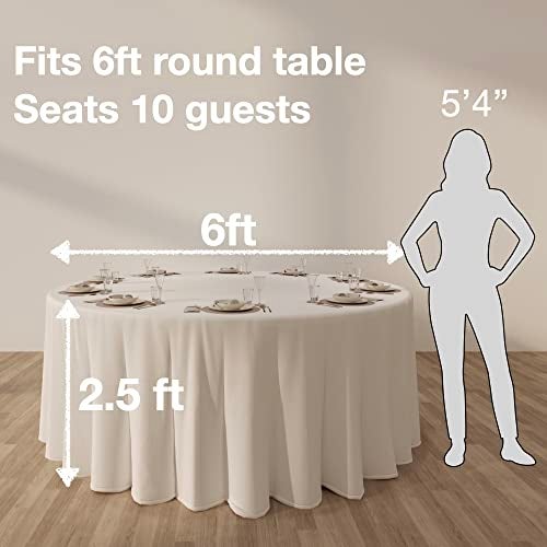 Urby 132 inches Large White Round Tablecloth for 6-7ft Round Folding Table That Seats 8-10 Guests, Round Tablecloth for Table with 6 Chairs, Ideal for Party, Wedding, Banquet and Events. - Image 3
