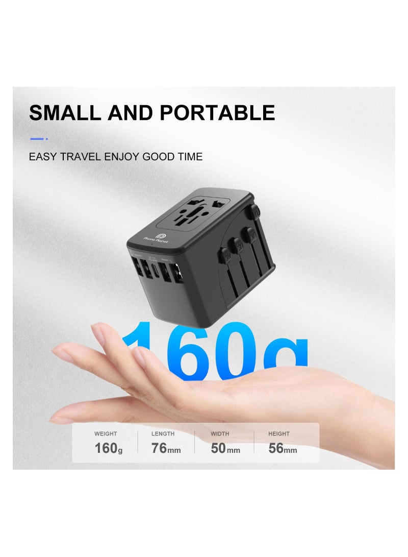 Phone Planet Universal Travel Adapter Plug, Multi-Functional Charger with 4 USB and Type-C Ports, Worldwide Power Socket with Multiple Country Adapters for International Travelers - Image 2