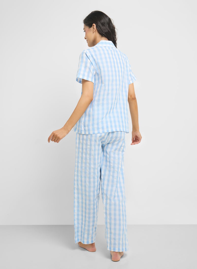 Ginger Cotton Checkered Shirt & Pyjama  Set  - Image 2
