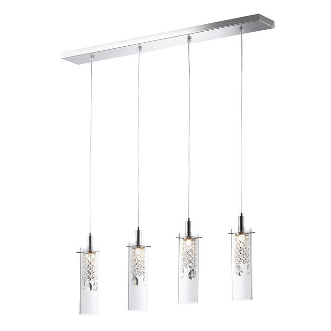 P14531CRLED1 P14531CRLED GLAM 4BRANCH LED PENDANT LIGHT DIMMABLE ADJUSTABLE BULBS INCLUDED ENERGY EFFICIENT 71IN GLASS