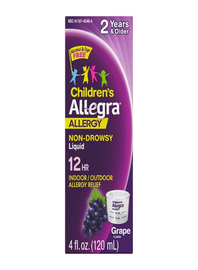 Allegra Children's 12-Hour Allergy Relief Liquid, Non-Drowsy Indoor and Outdoor Allergy Medicine, 30 mg Fexofenadine HCI Antihistamine for Kids, Grape Flavor, 4 oz - Image 1