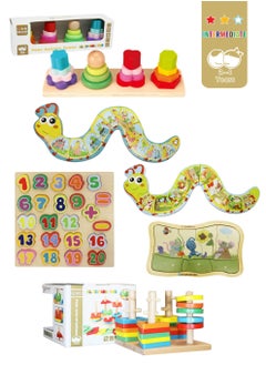 al ostoura toys Basic 5-in-1 Magnetic Pen Maze Knob Board Puzzle Shape Matching Column Trolley Educational Wooden Learning Montessori Toys and Games For Intermediate  - Image 1