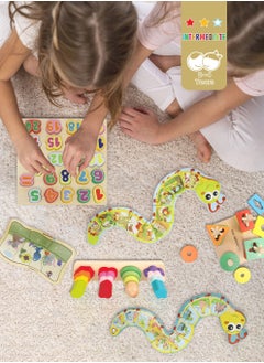 al ostoura toys Basic 5-in-1 Magnetic Pen Maze Knob Board Puzzle Shape Matching Column Trolley Educational Wooden Learning Montessori Toys and Games For Intermediate  - Image 2