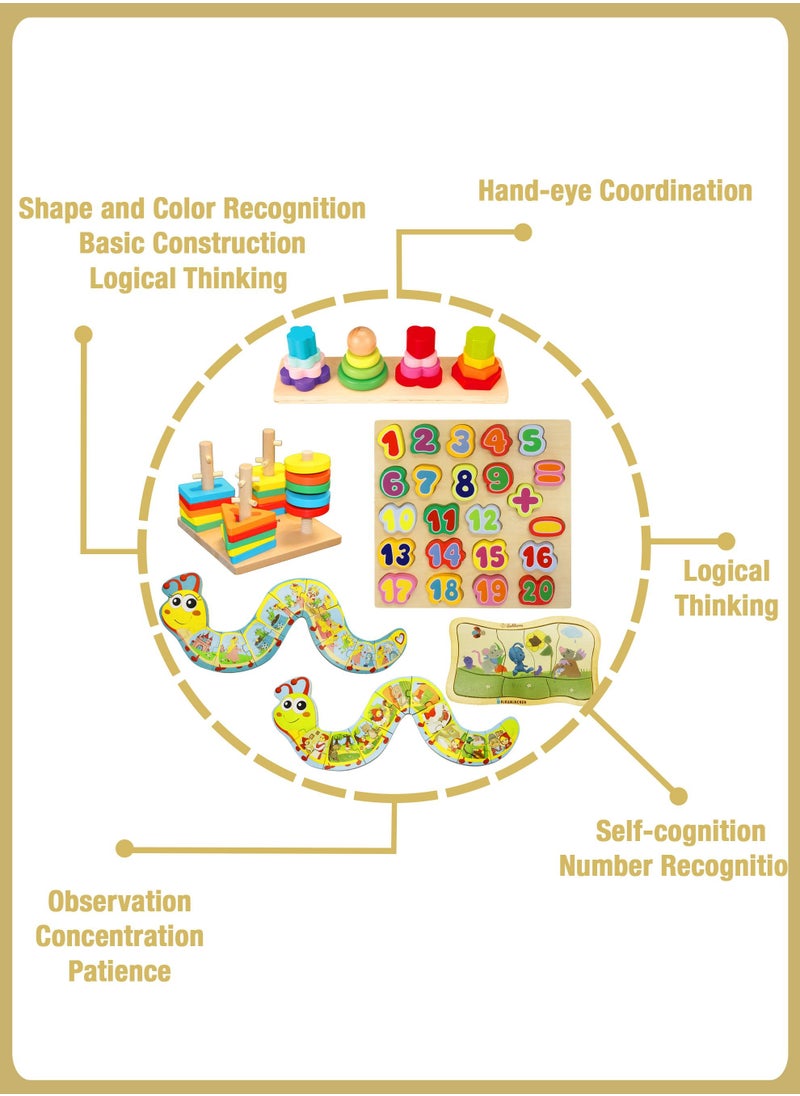 al ostoura toys - Basic 5-in-1 Magnetic Pen Maze Knob Board Puzzle Shape Matching Column Trolley Educational Wooden Learning Montessori Toys and Games For Intermediate - Image 1
