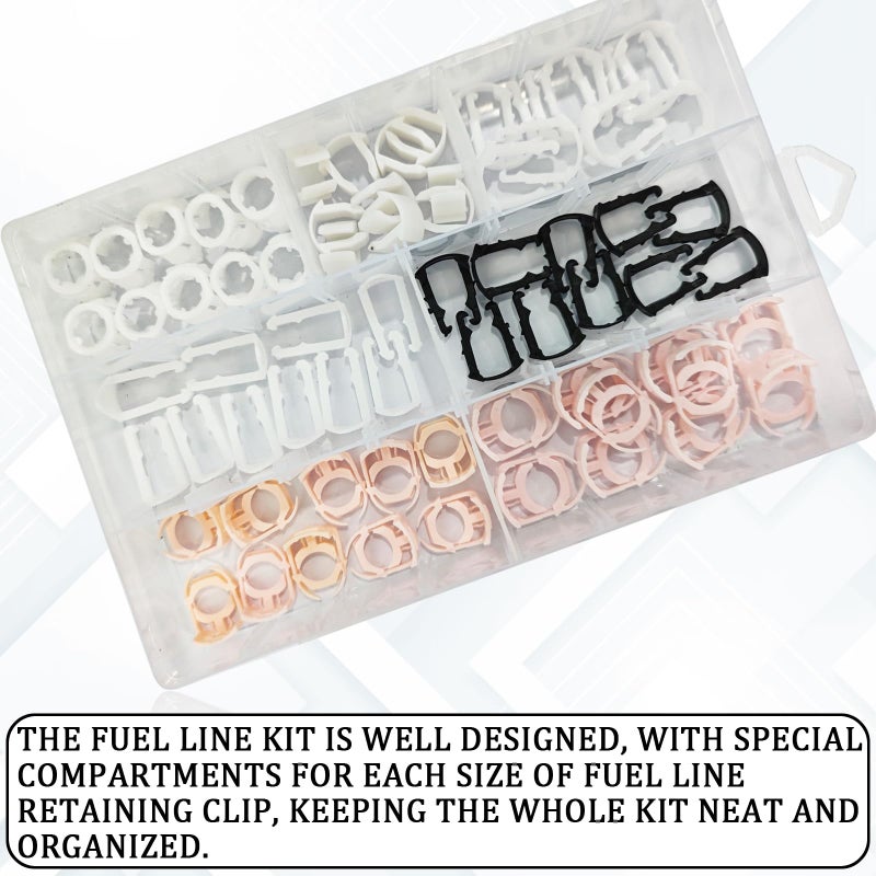 HHZL Fuel Line Retainer Clips, 3/8" & 5/16" Durable Nylon Gas Tank Repair Kit, 7 Size Fuel Line Retaining Clamp Assortment Replacement Kit Compatible with Ford, GM, Chrysler (70PCS) - Image 4