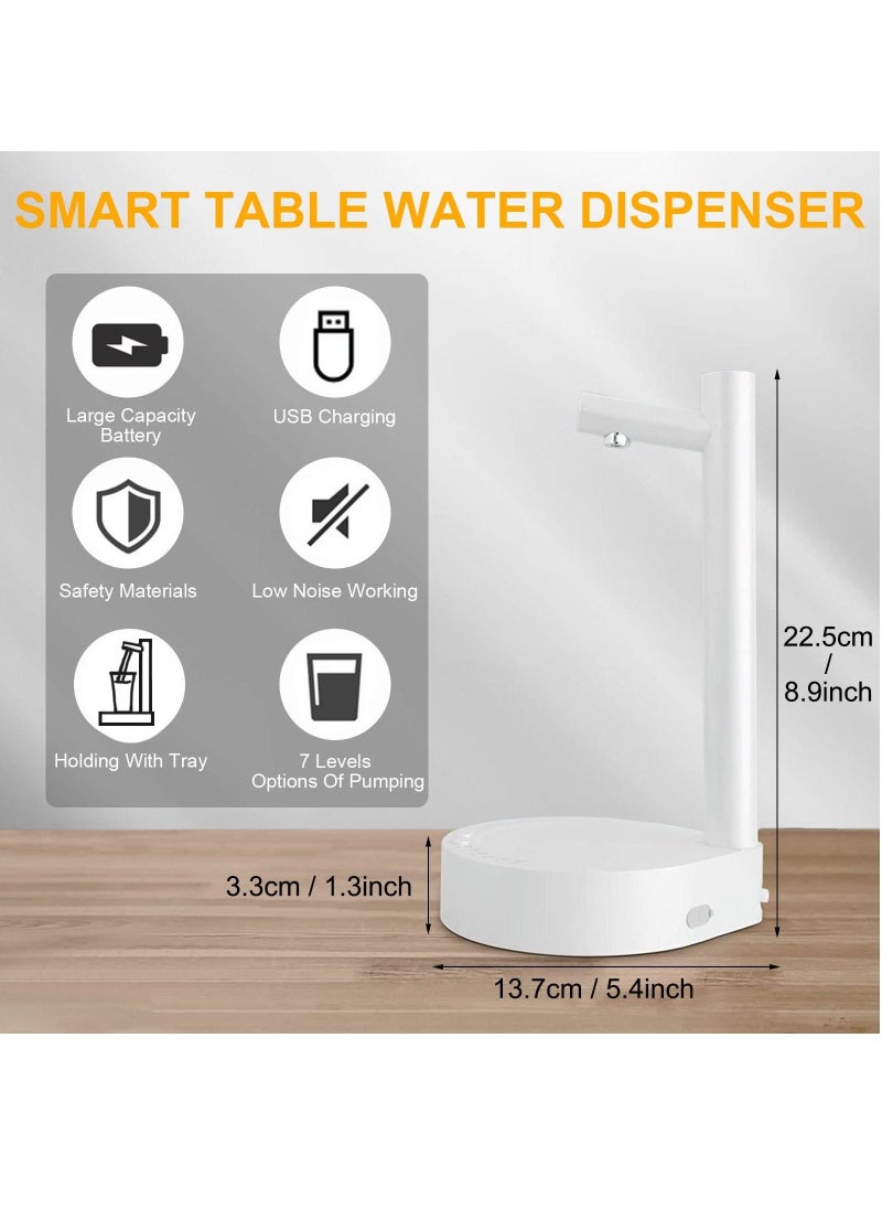 Portable Water Pump Dispenser, Desktop USB Rechargeable Automatic Drinking Water Dispenser for Home, Office, Outdoor, White - Image 2
