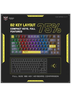 onikuma G52 82 Keys Wired Gaming 75% KeyboardMechanical Keyboard Brown Switch RGB Backlit Suitable RGB Gaming KeyboardDetachable USB-C Cable, Support Win/Mac OS  - Image 3