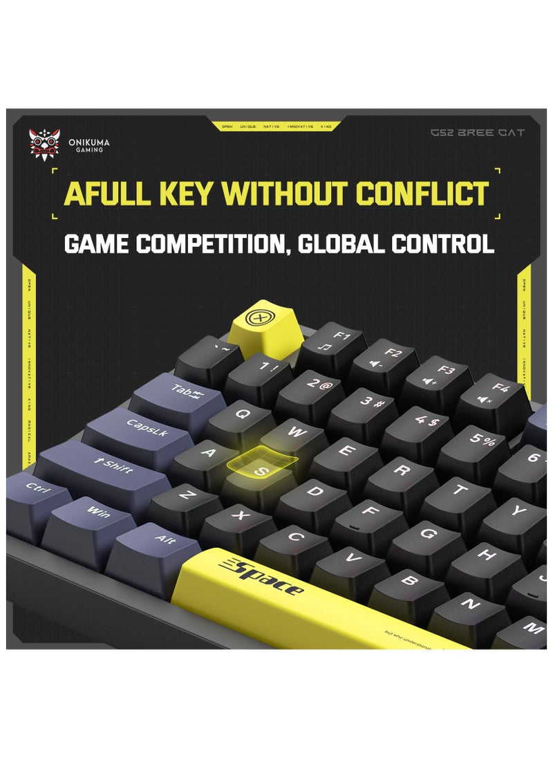 onikuma - G52 82 Keys Wired Gaming 75% KeyboardMechanical Keyboard Brown Switch RGB Backlit Suitable RGB Gaming KeyboardDetachable USB-C Cable, Support Win/Mac OS - Image 1
