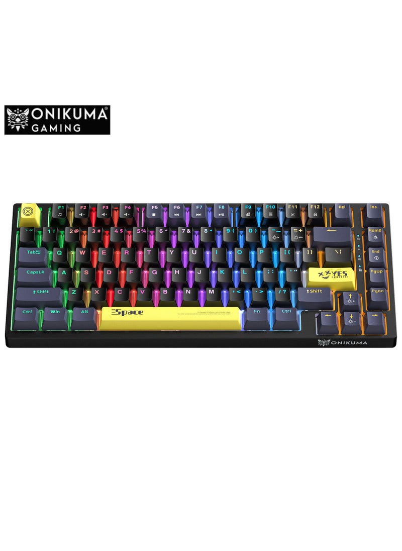 onikuma - G52 82 Keys Wired Gaming 75% KeyboardMechanical Keyboard Brown Switch RGB Backlit Suitable RGB Gaming KeyboardDetachable USB-C Cable, Support Win/Mac OS - Image 1